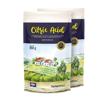 Ácido Cítrico Ecológico 2×850 G. Nortembio. Ácido Cítrico Anhidro En Polvo. Limpiador Del Hogar.