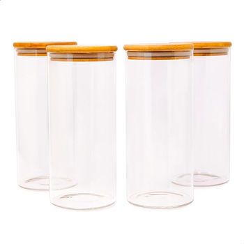 Pack 2 Botes De Cristal Con Tapa De Bambú 1,45 L (23x10 Cm) Luxury & Grace.