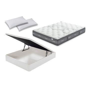 Colchón Flex Nube Visco 135x190 Con Canapé Abatible Flex Blanco Y 2 Almohadas Flex