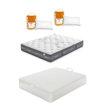 Pack Colchon Flex Nube Visco   150x182 + Canape Abatible Reforzado Blanco +  2 Almohadas Lider Flex