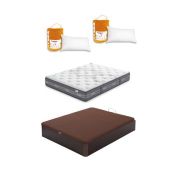 Pack Colchon Flex Nube Visco   150x182 + Canape Abatible Reforzado Wengue +  2 Almohadas Lider Flex