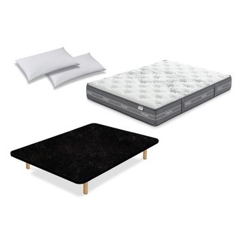 Colchón Flex Nube Visco 135x182 Con Tapiflex  Negro Y Almohada Flex  Líder