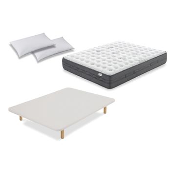 Colchón Flex Nimbus Visco 150x190 Con Tapiflex  Crudo Y Almohada Flex  Líder