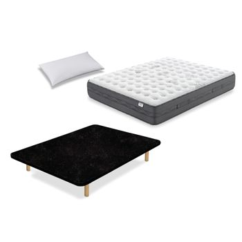 Colchón Flex Nimbus Visco 80x200 Con Tapiflex  Negro Y Almohada Flex  Líder