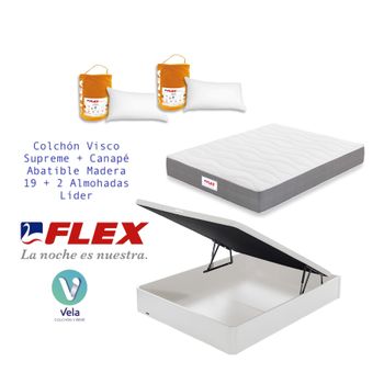 Flex Visco Supreme 150x190 + Canape Madera 19 + 2 Almohadas Hipoalergénicas con Ofertas en Carrefour | Ofertas Carrefour Online