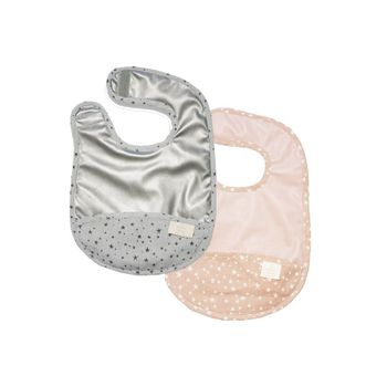 Pack Baberos Bebé Pink-silver Leather Petit Alo