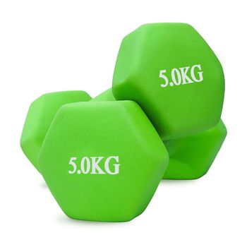 Set 2 Mancuernas Neopreno 5 Kg - Unycos - Pesas Hexagonales Antideslizantes Verde