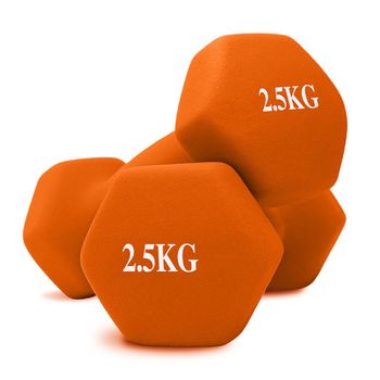 Set 2 Mancuernas Neopreno 2,5 Kg - Unycos - Pesas Hexagonales Antideslizantes Naranja