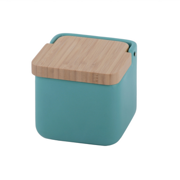 Salero De Cocina  Con Tapa Bambú Square - Teal Mate