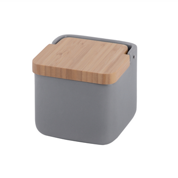 Salero De Cocina  Con Tapa Bambú Square - Gris Mate