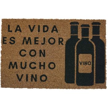 Felpudo Coco - La Vida Es Mejor Con Mucho Vino