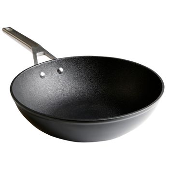 Wok Inducción 28 Cm, Aluminio Forjado, 3 Capas Antiadherente Titanio Sin Pfoa, 4,2 Mm Espesor Negro  Wecook Ecosteel