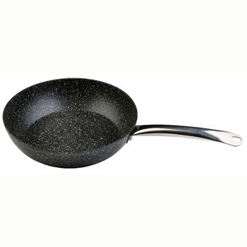 Sartén Honda 24 Cm Inducción, Aluminio Forjado, Antiadherente Ecológico Sin Pfoa, Vitrocerámica Negro  Wecook Granite