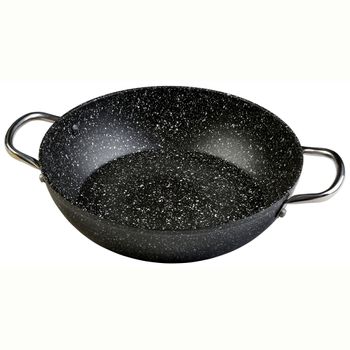 Cazuela Baja 24 Cm Inducción, Aluminio Forjado, Antiadherente Ecológico Sin Pfoa, Vitrocerámica Negro  Wecook Granite