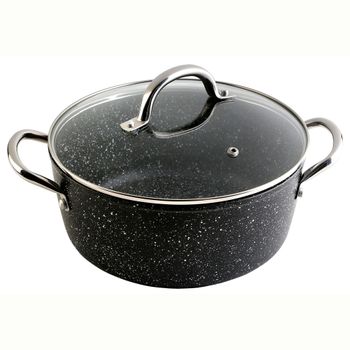 Cazuela Alta 24 Cm Inducción, Aluminio Forjado, Antiadherente Ecológico Sin Pfoa, Vitrocerámica Negro  Wecook Granite