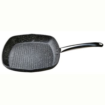 Grill 28 Cm Inducción, Aluminio Forjado, Antiadherente Piedra Ecológico Sin Pfoa, Vitrocerámica Negro  Wecook Granite