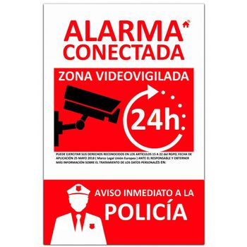 Cartel Alarma Conectada A4 Pvc Expandido