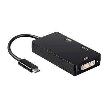 Aisens Conversor Usb-c A Dvi/hdmi/vga, Usb-c/m-dvi/h-hdmi/h-vga/h, Negro, 15cm