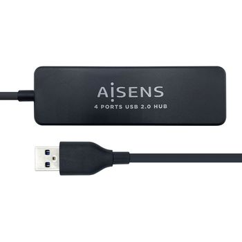 Aisens Hub Usb 2.0, Tipo A/m-4xtipo A/h, Negro, 30cm