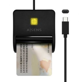 Lector De Dni Usb Tipo-c Aisens Ascr-sn03c-bk/ Negro