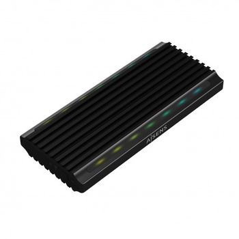 Aisens - Caja Externa M.2 Rgb Gaming Asm2-rgb012b Sata/nvme A Usb3.1 Gen2, Negra