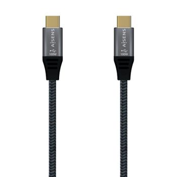 Cable Usb 2.0 Tipo-c Aisens A107-0628 5a 100w/ Usb Tipo-c Macho - Usb Tipo-c Macho/ 1m/ Gris