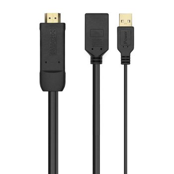 Aisens Conversor Activo Hdmi 2.0 + Usb Alim. A Displayport V1.2, Hdmi/m-usb/m-dp/h, Negro, 10cm