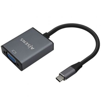 Conversor Aisens A109-0691/ Usb Tipo-c Macho - Vga Hembra/ Hasta 27w/ 1250mbps/ 15cm/ Gris