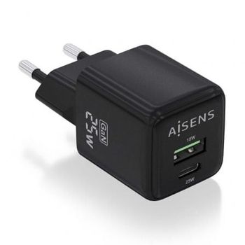 Cargador Gan De Pared Aisens Asch-25w2p015-bk/ 1xusb Tipo-c/ 1xusb/ 25w