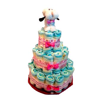 Tarta De Pañales Dodot Perrito Toalla Blanco Y Rosa