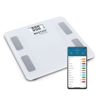 Báscula Digital Inteligente Con Bluetooth, Alta Precisión, Diagnóstico Peso, Masa Muscular Y Ósea, Grasa Corporal, Metabolismo Y Bmp Max. 180kg. Blanca. Dieta Gratis Para Bajar De Peso. Modelo Me109 Blanca