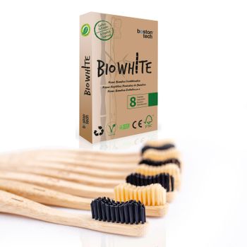 Biowhite 8 Cepillos De Dientes De Bambú Cepillos Con Cerdas Suaves Sin Bpa Y Carbón Activado