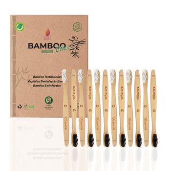 Bamboo Clean Family 12 Cepillos De Dientes De Bambú Cepillos Con Cerdas Suaves Sin Bpa