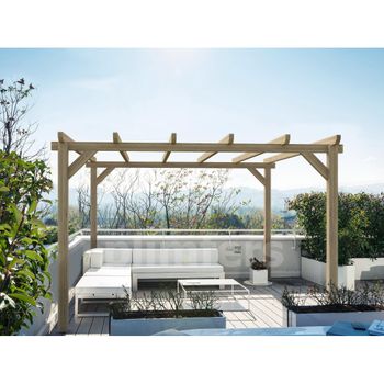 Pérgola de Pared 9,5 m² 313x300x225/270 cm Aluminio y Policarbonato -  Compra tus Chollos