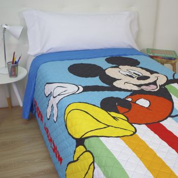 10xdiez Colcha Verano Mickey  | (cama De 90cm - Azul)