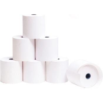 Ofituria50 Rollos Papel Térmico 57x65x12 Mm Para Sumadora Impresora Tpv, Sin Bisphenol A