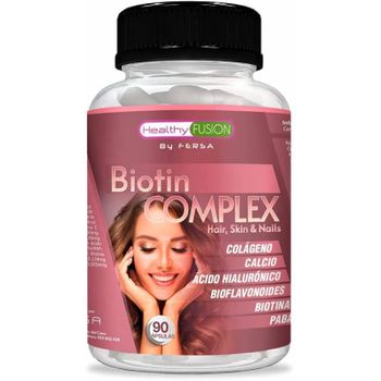 Healthy Fusion Biotin Complex - Cabello, Piel Y Uñas, Prevención Anticaída, Acción Hidratante De La Piel Y Fortalecedor De Uñas. 90 Caps