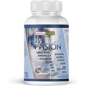 Healthy Fusion Mas Visión | Potente Protector Ocular | Mejora La Calidad De Tu Vista | Fortalece El Tejido Ocular Y La Retina | Elimina La Vista Cansada | Luteína | Coenzima Q10 | Mirtilo | 60 Caps