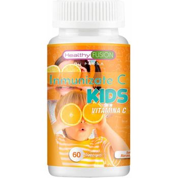 Inmunizate C Kids - Potente Inmunizante Para Niños A Base De Vitamina C Pura | Defensas Fuertes | Energía Y Vitalidad | Fomenta Crecimiento Y Desarrollo Correctos | Sabor Naranja | 60 Comprimidos Masticables