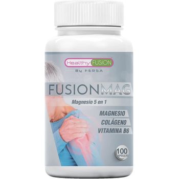 Healthy Fusion Suplemento De Magnesio | Tratamiento Para La Salud Muscular Y Articular | Con Colágeno Y Vitamina B6 | 5 Sales De Magnesio Puras Y Bioasimiladas | Aporta Energía Y Vitalidad | 100u
