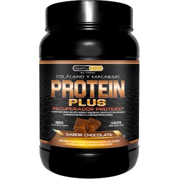 Protein Plus | Healthy Fusion | Recuperador Muscular A Base De Proteína, Colágeno, L-glutamina, Magnesio Y Vitamina B6 | Chocolate