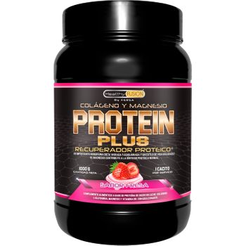 Protein Plus | Healthy Fusion | Recuperador Muscular A Base De Proteína, Colágeno, L-glutamina, Magnesio Y Vitamina B6 | Fresa