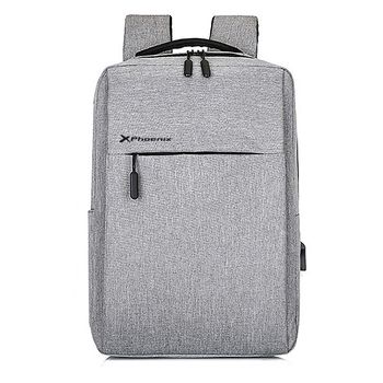 Mochila Phoenix Michigan Para Portatil Hasta 15.6 Pulgadas -  Con Cable Usb - Viaje - Gris