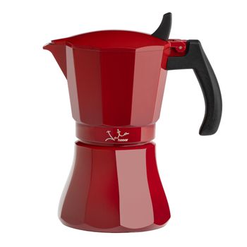 Cafetera De Aluminio Jata Hcaf2006 De 6 Tazas. Apta Para Todas Las Cocinas, Incluida Inducción. Asa Maciza