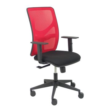 Silla De Oficina Motilla Malla Roja Asiento Bali Negro Brazo Regulable