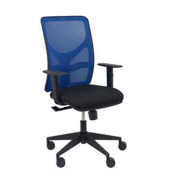 Silla De Oficina Motilla Malla Azul. Asiento Bali Negro Brazo Regulable