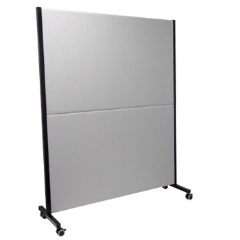 Biombo Fijo Separador De Oficina Con Ruedas Y  Freno Valdeganga Bali Gris  160x130cm