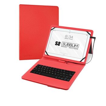 Funda Con Teclado Para Tablet 10,1" - 11"  - Subblim Micro Usb - Usb C Keytab Pro Usb Rojo