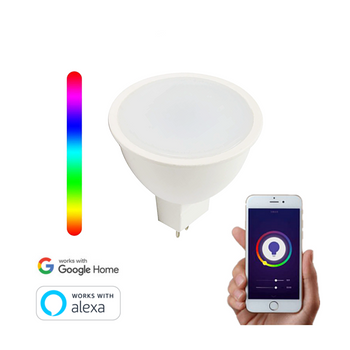 Bombilla Wifi Inteligente Gu5.3 Smartfy Rgbw 5w 12v Ac/dc Compatible Con Alexa, Google Home, Smart Life Y Tuya