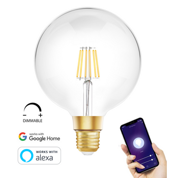 Bombilla Wifi Inteligente Filamento Vintage E27 Smartfy G125 8w Compatible Con Alexa, Google Home, Smart Life Y Tuya